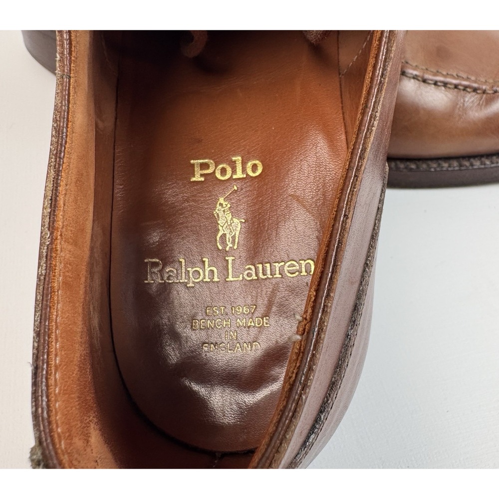 Ralph Lauren Polo Bench Made In England MC8142D SZ 7.5 D Moc Toe Derby Shoe - Picture 5 of 6